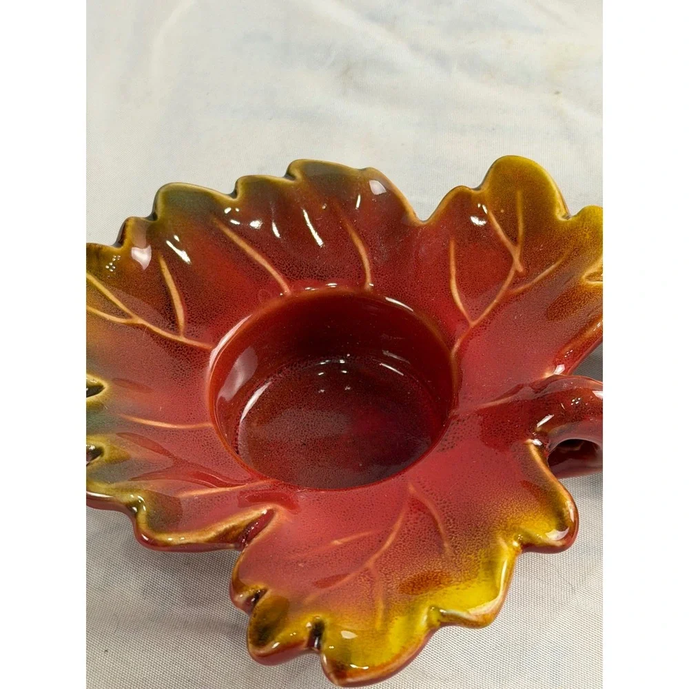 TII Collections Ceramic Leaf Tea Light Holders Set of 2 Autumn Fall Decor H1797